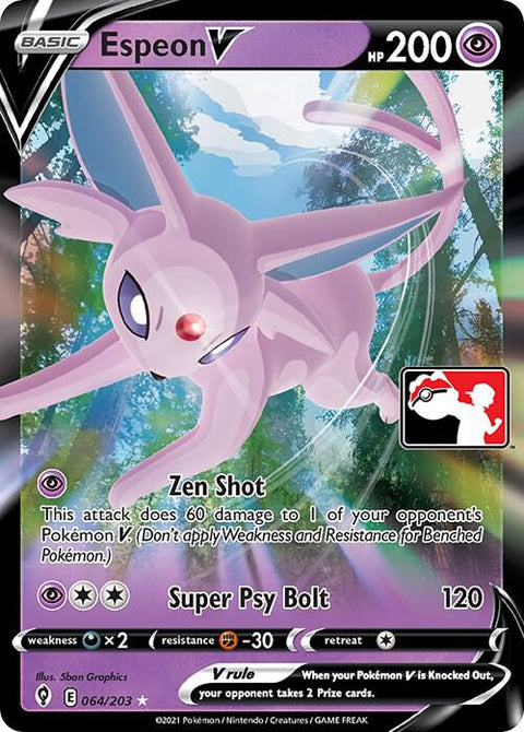 Espeon V - 064/198 - Prize Pack Series One — Play! Pokémon stamped prize pack card