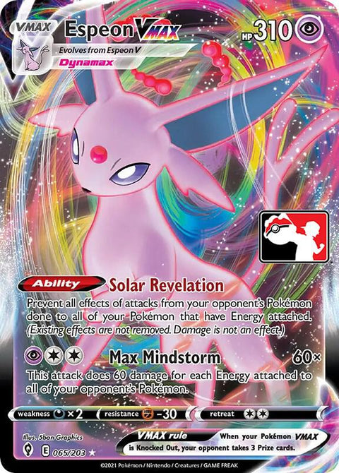 Espeon VMAX - 065/163 - Prize Pack Series One — Play! Pokémon stamped prize pack card