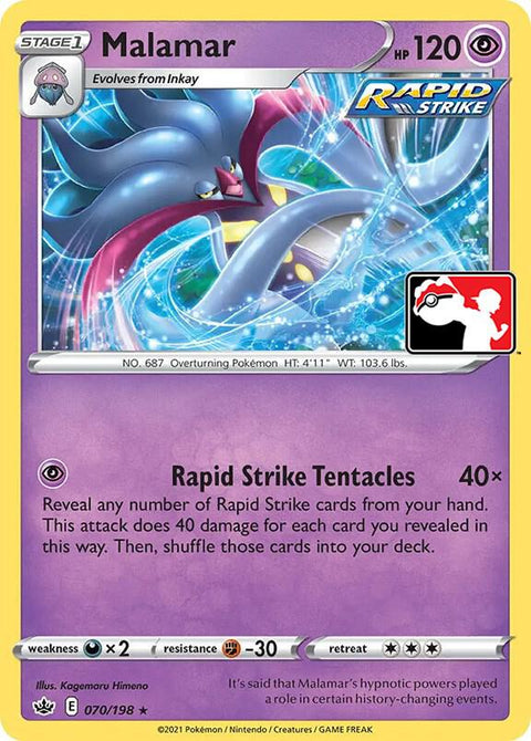 Malamar - 070/198 - Prize Pack Series One — Play! Pokémon stamped prize pack card