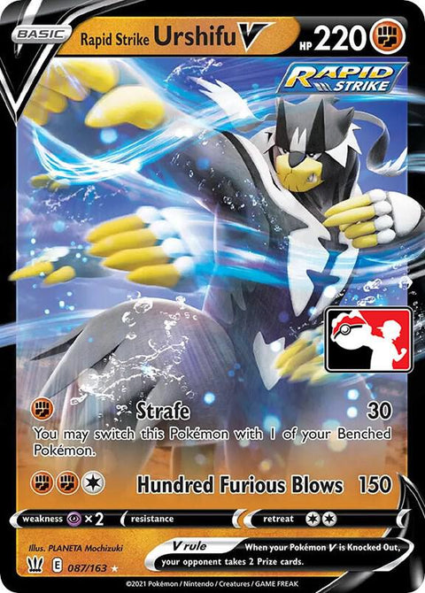 Rapid Strike Urshifu V - 087/198 - Prize Pack Series One — Play! Pokémon stamped prize pack card