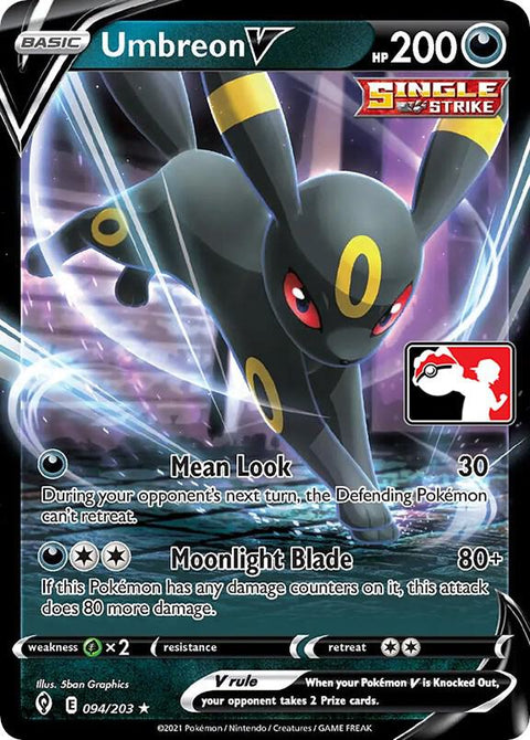 Umbreon V - 094/203 - Prize Pack Series Two — Play! Pokémon stamped prize pack card