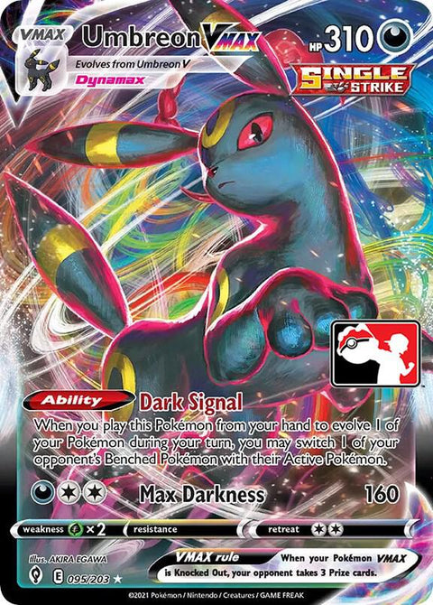Umbreon VMAX - 095/203 - Prize Pack Series One — Play! Pokémon stamped prize pack card