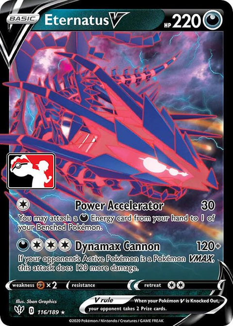 Eternatus V - 116/203 - Prize Pack Series One — Play! Pokémon stamped prize pack card
