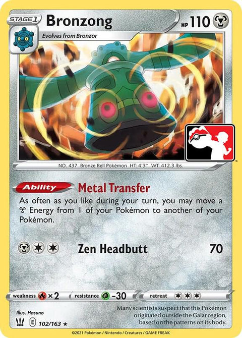 Bronzong - 102/163 - Prize Pack Series Two — Play! Pokémon stamped prize pack card