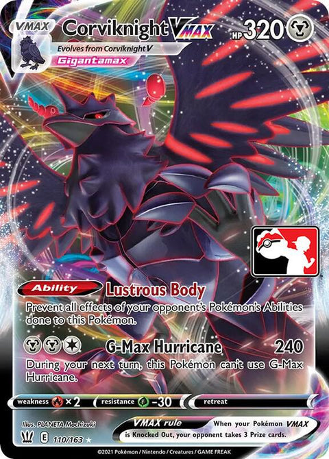 Corviknight VMAX - 110/203 - Prize Pack Series One — Play! Pokémon stamped prize pack card