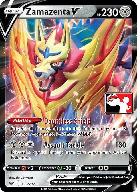 Zamazenta V - 139/163 - Prize Pack Series One — Play! Pokémon stamped prize pack card