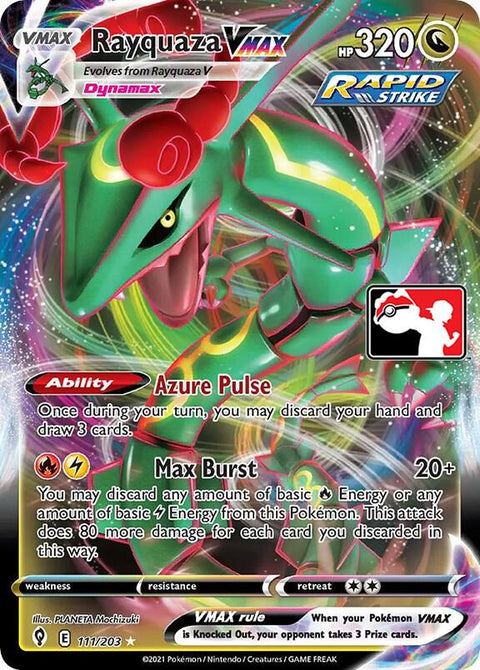 Rayquaza VMAX - 111/189 - Prize Pack Series One — Play! Pokémon stamped prize pack card