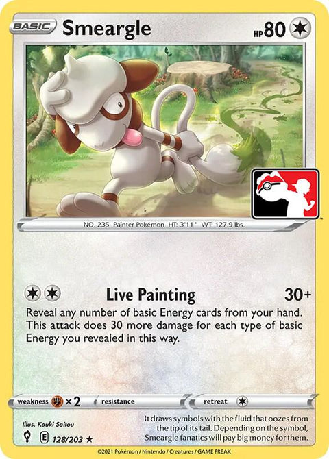 Smeargle - 128/163 - Prize Pack Series One — Play! Pokémon stamped prize pack card