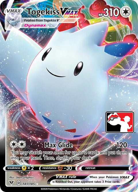 Togekiss VMAX - 141/163 - Prize Pack Series One — Play! Pokémon stamped prize pack card