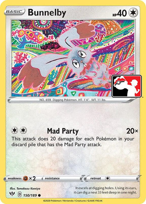 Bunnelby - 150/198 - Prize Pack Series One — Play! Pokémon stamped prize pack card