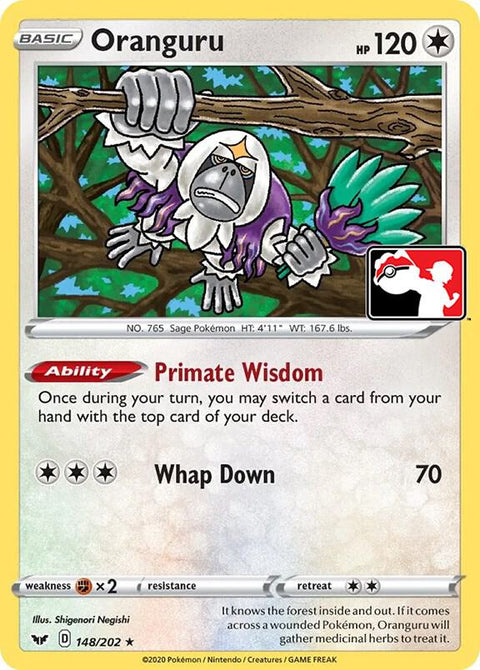 Oranguru - 148/198 - Prize Pack Series One — Play! Pokémon stamped prize pack card