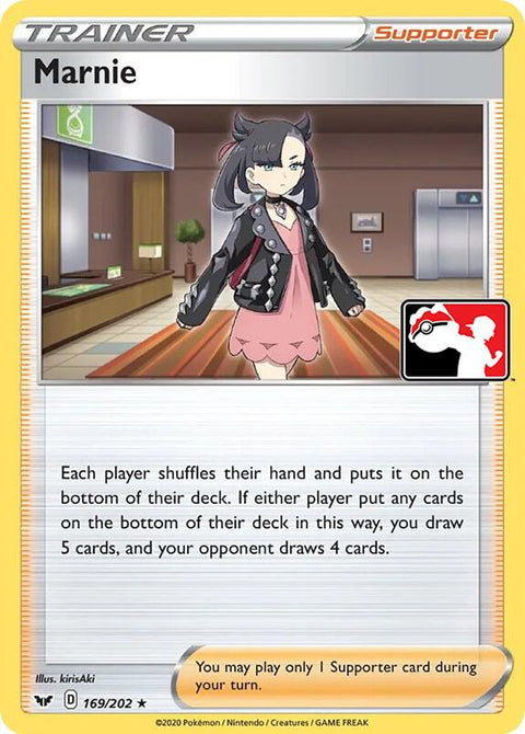 Marnie - 169/202 - Prize Pack Series One — Play! Pokémon stamped prize pack card