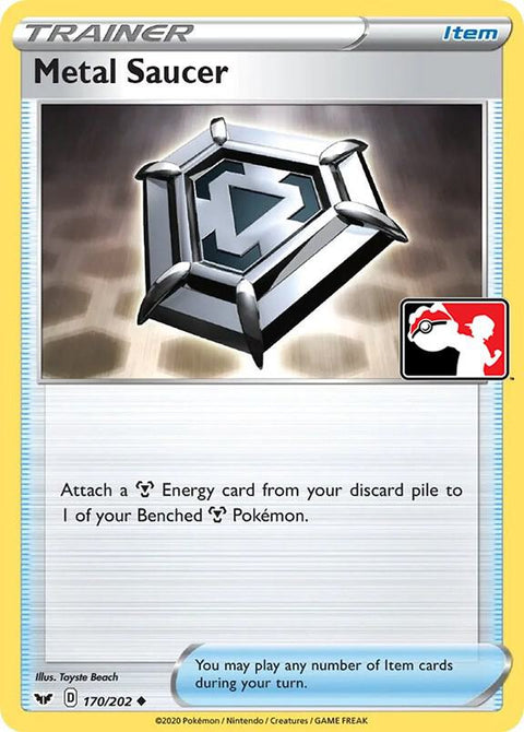 Metal Saucer - 170/202 - Prize Pack Series One — Play! Pokémon stamped prize pack card