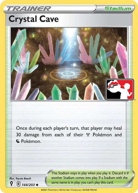 Crystal Cave - 144/172 - Prize Pack Series Two — Play! Pokémon stamped prize pack card