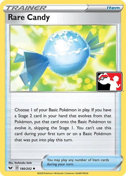 Rare Candy - 180/202 - Prize Pack Series Two — Play! Pokémon stamped prize pack card