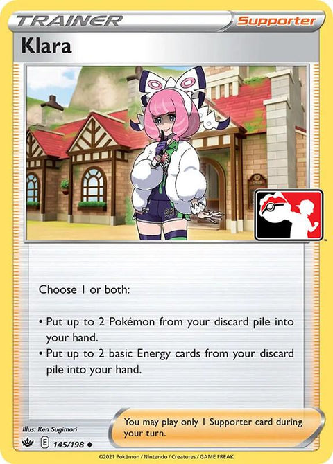 Klara - 145/198 - Prize Pack Series Two — Play! Pokémon stamped prize pack card