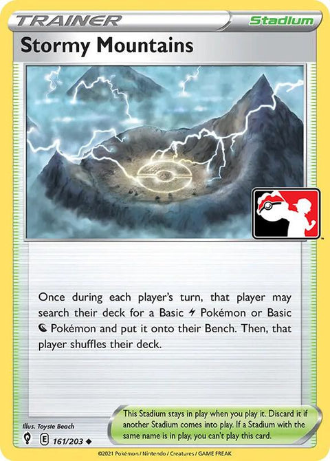 Stormy Mountains - 161/203 - Prize Pack Series Two — Play! Pokémon stamped prize pack card