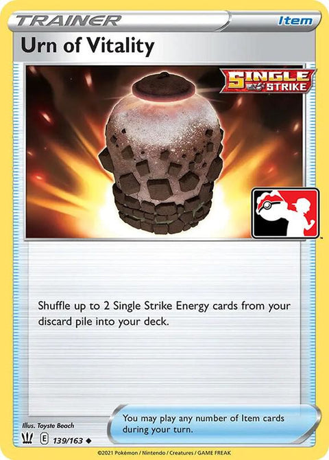 Urn of Vitality - 139/163 - Prize Pack Series Two — Play! Pokémon stamped prize pack card