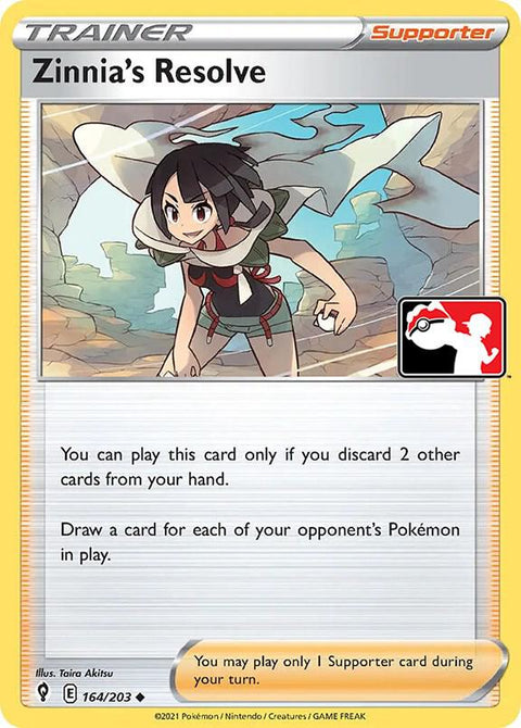 Zinnia's Resolve - 164/202 - Prize Pack Series One — Play! Pokémon stamped prize pack card