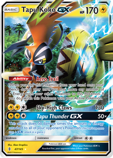 Tapu Koko-GX 47 Guardians Rising Pokémon card