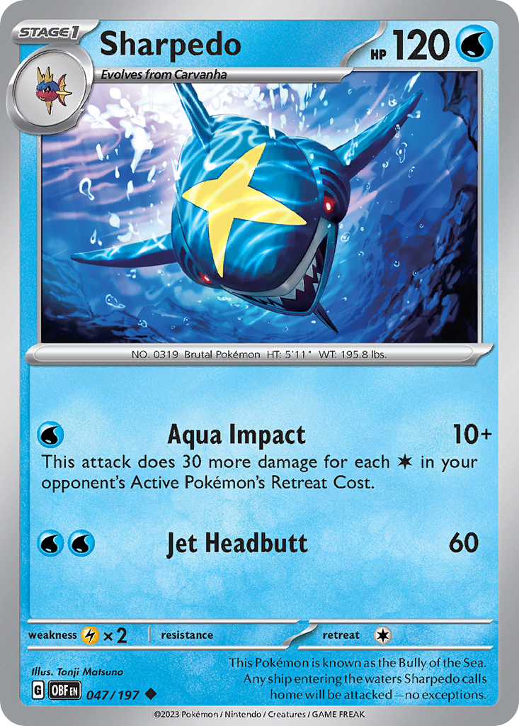 Sharpedo 47 Obsidian Flames Pokémon card