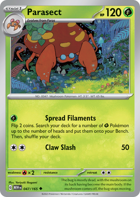 Parasect 47 151 Pokémon card