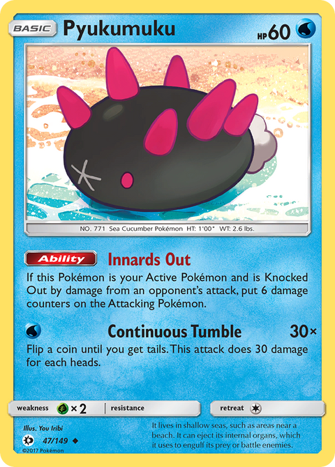 Pyukumuku 47 Sun & Moon Pokémon card