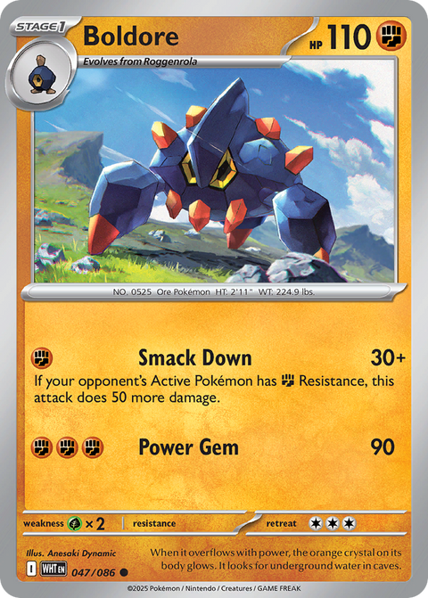 Boldore 47 White Flare Pokémon card