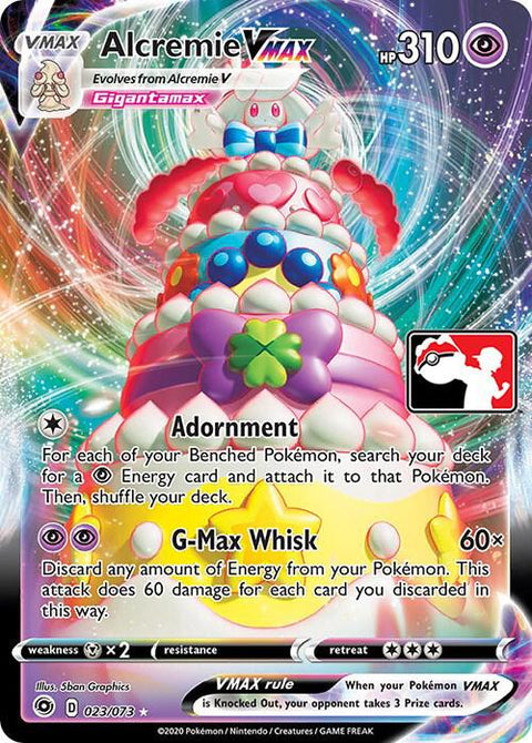 Alcremie VMAX - 023/073 - Prize Pack Series One — Play! Pokémon stamped prize pack card