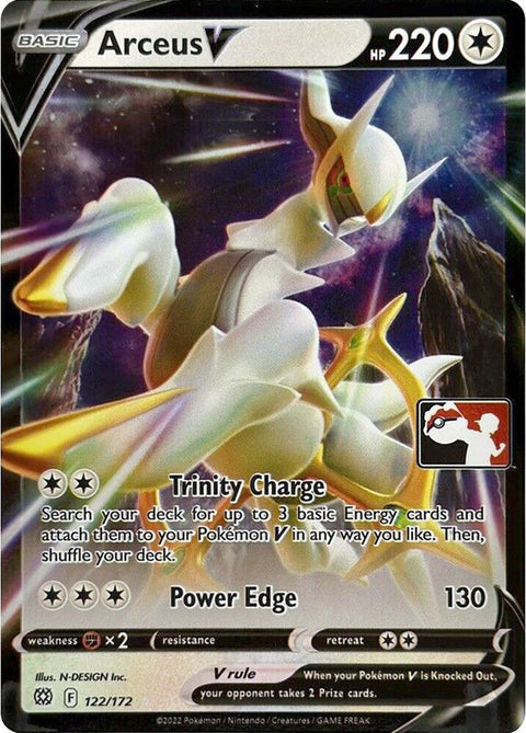 Arceus V - 122/203 - Prize Pack Series Two — Play! Pokémon stamped prize pack card