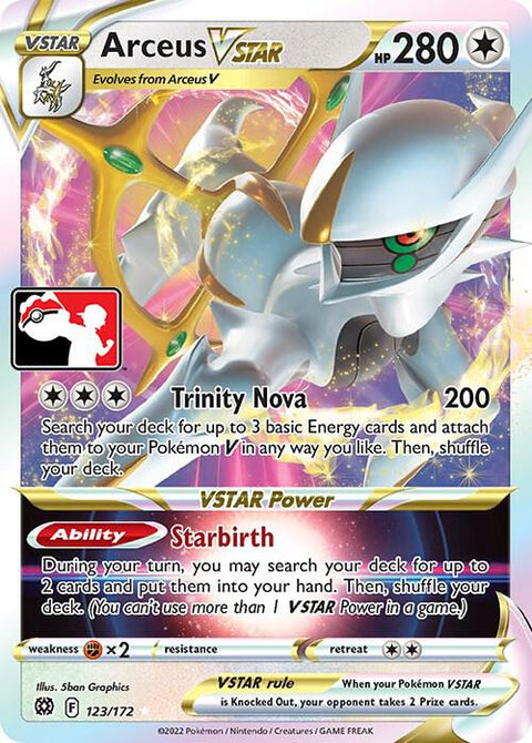 Arceus VSTAR - 123/163 - Prize Pack Series Two — Play! Pokémon stamped prize pack card