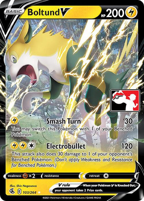 Boltund V - 103/203 - Prize Pack Series Two — Play! Pokémon stamped prize pack card