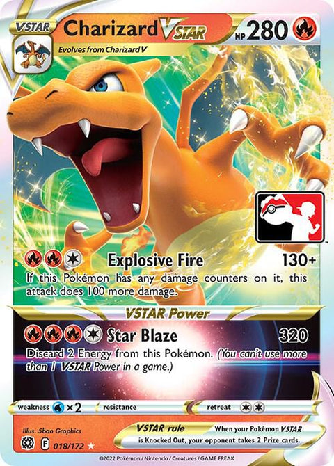 Charizard VSTAR - 018/203 - Prize Pack Series Two — Play! Pokémon stamped prize pack card