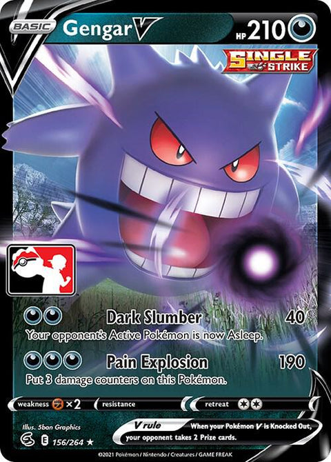Gengar V - 156/264 - Prize Pack Series Two — Play! Pokémon stamped prize pack card