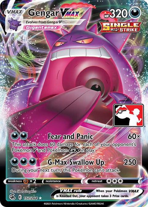 Gengar VMAX - 157/264 - Prize Pack Series Two — Play! Pokémon stamped prize pack card