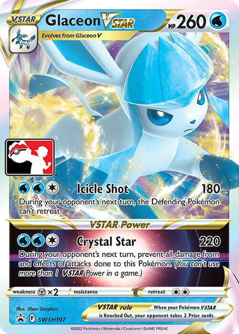 Glaceon VSTAR - SWSH197 - Prize Pack Series Two — Play! Pokémon stamped prize pack card