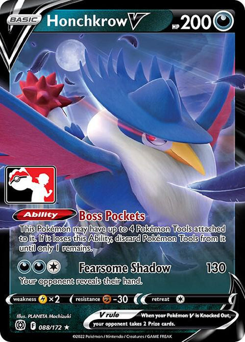 Honchkrow V - 088/198 - Prize Pack Series Two — Play! Pokémon stamped prize pack card