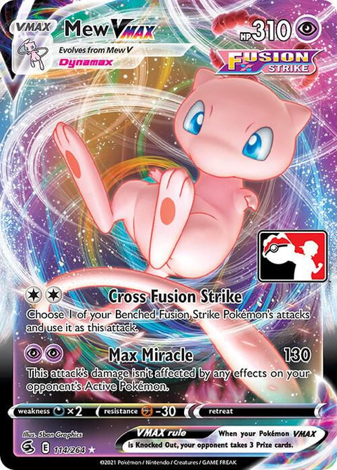 Mew VMAX - 114/264 - Prize Pack Series Two — Play! Pokémon stamped prize pack card