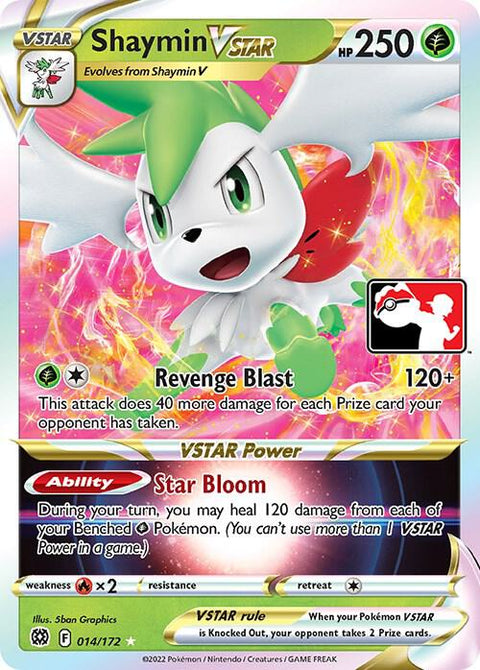 Shaymin VSTAR - 014/172 - Prize Pack Series Two — Play! Pokémon stamped prize pack card