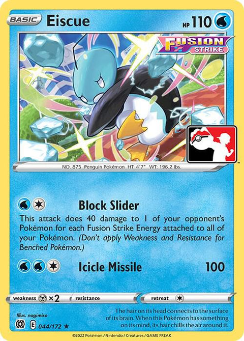 Eiscue - 044/172 - Prize Pack Series Two — Play! Pokémon stamped prize pack card