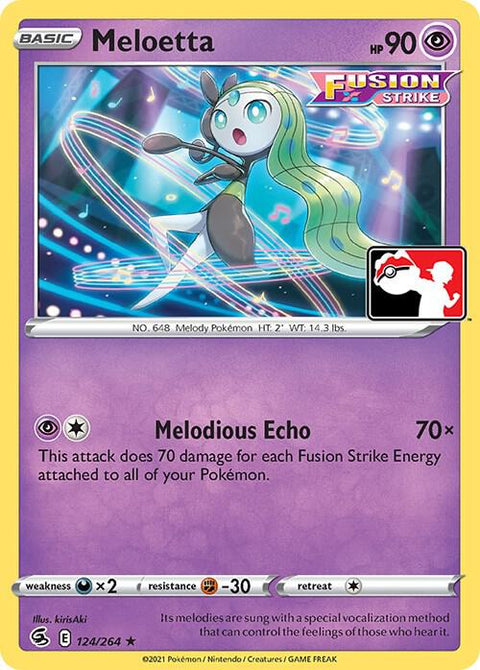 Meloetta - 124/264 - Prize Pack Series Two — Play! Pokémon stamped prize pack card