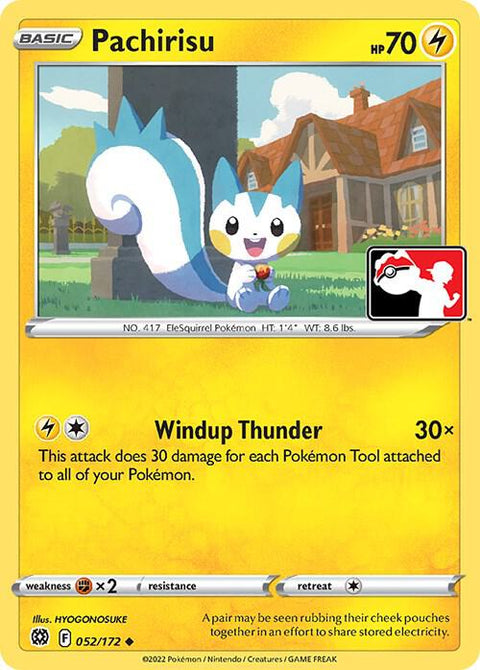 Pachirisu - 052/172 - Prize Pack Series Two — Play! Pokémon stamped prize pack card