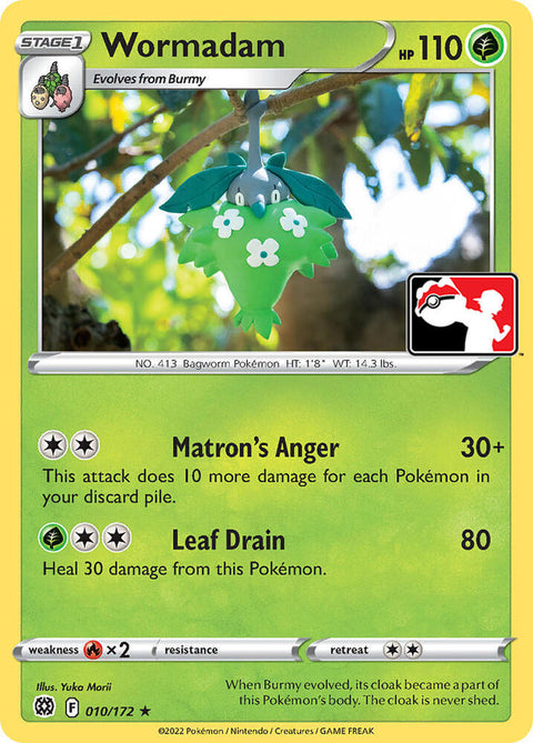 Wormadam - 010/172 - Prize Pack Series Two — Play! Pokémon stamped prize pack card