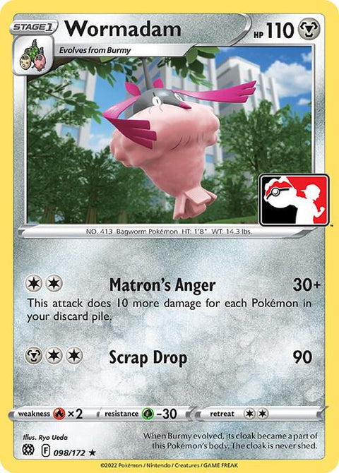 Wormadam - 098/172 - Prize Pack Series Two — Play! Pokémon stamped prize pack card
