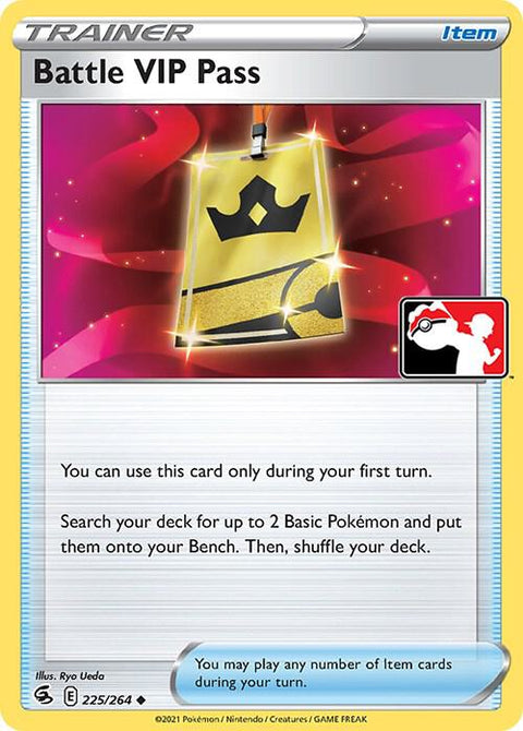 Battle VIP Pass - 225/264 - Prize Pack Series Two — Play! Pokémon stamped prize pack card