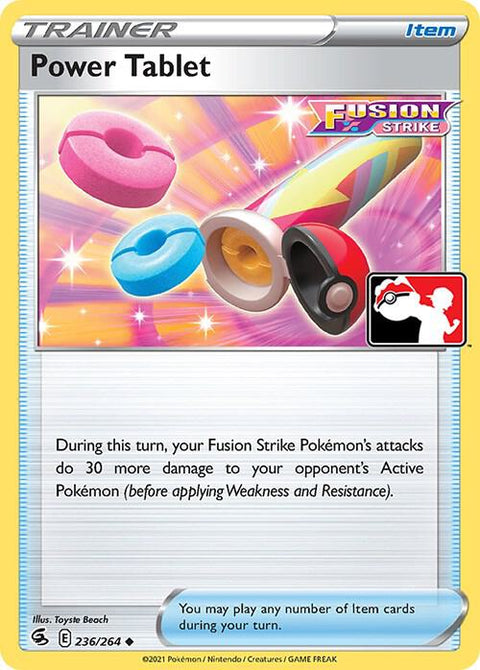 Power Tablet - 236/264 - Prize Pack Series Two — Play! Pokémon stamped prize pack card