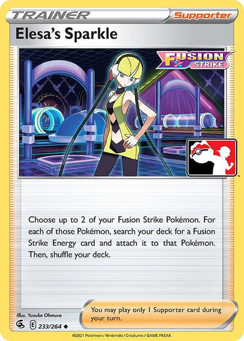Elesa's Sparkle - 233/264 - Prize Pack Series Two — Play! Pokémon stamped prize pack card