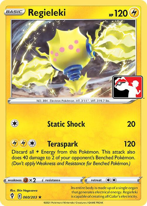 Regieleki - 060/072 - Prize Pack Series One — Play! Pokémon stamped prize pack card