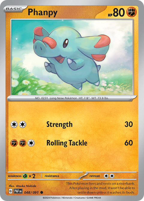 Phanpy 48 Paldean Fates Pokémon card