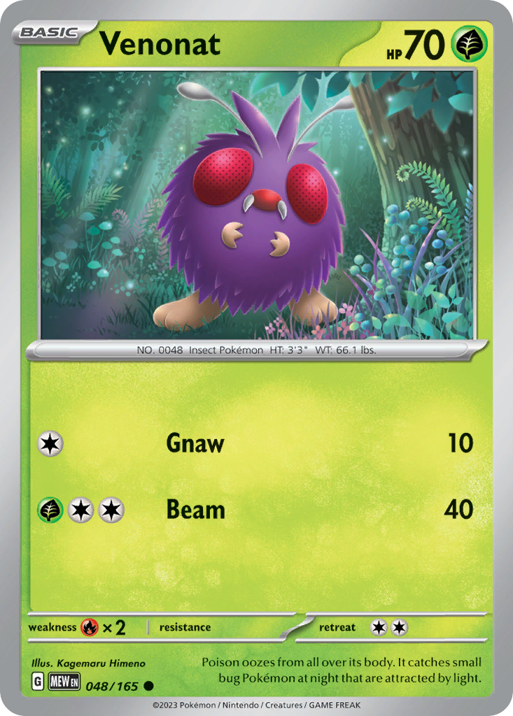 Venonat 48 151 Pokémon card